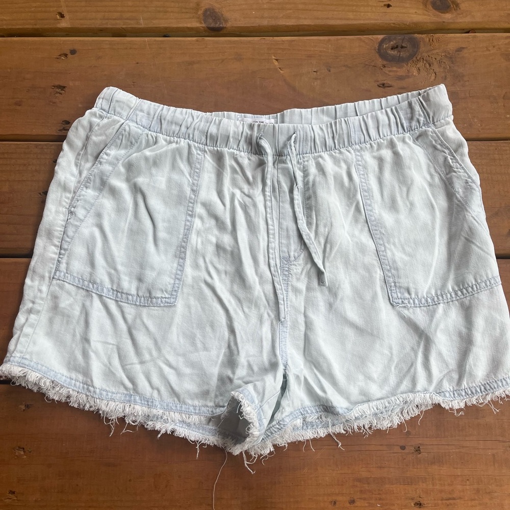 For The Republic Blue Cargo Shorts Elastic Waist